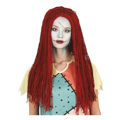 Afbeelding van Fiestas Guirca pruik wol lang haar rood Carnaval accessoires Pruiken