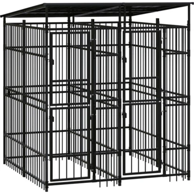 Afbeelding van vidaXL Hondenkennel met dak 3,69 m² staal