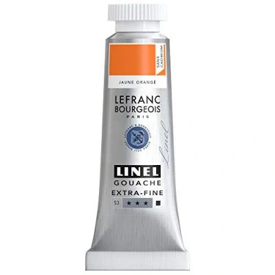 Image de Lefranc &amp; Bourgeois Linel Gouache 301166 Peinture à l&#039;eau extra fine et souple avec intensité de couleur maximale, luminosité pour une application sans traces Tube 14 ml Orange cadmium