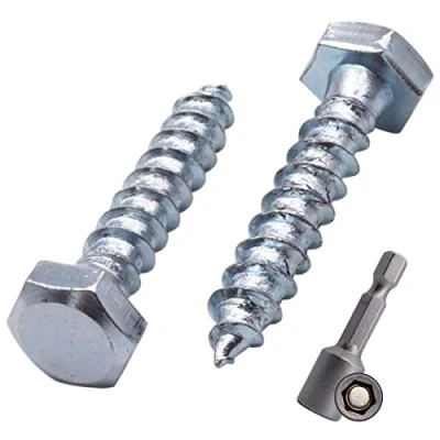 Afbeelding van Set van 100 zeshoekige houtschroeven DIN 571 verzinkt staal M6 x 30 mm zeskantschroeven zeskantkop bodemtrekker (100, mm)
