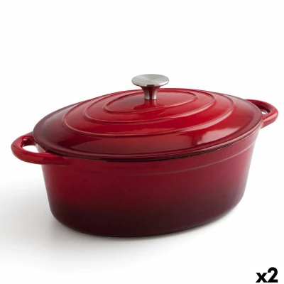 Afbeelding van Kookpot met Deksel Bidasoa Fierro Rood 4,3 L 30 x 23 cm (2 Stuks)