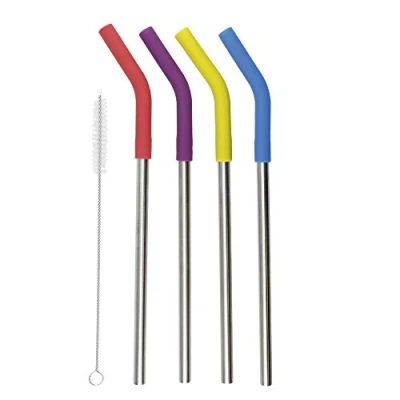 Afbeelding van KitchenCraft Colourworks Rietjes Herbruikbare Set van 4 Stuks Silicone