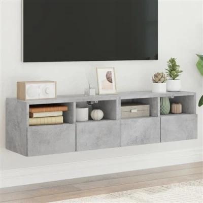 Afbeelding van Tv wandmeubels 2 st 60x30x30 cm bewerkt hout betongrijs