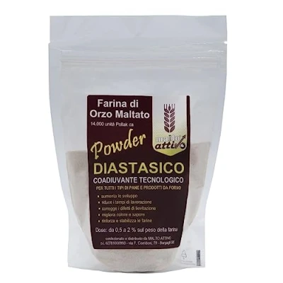 Afbeelding van Malto Attivo, Powder 250 g, gerstemoutmeel met hoge diastatische kracht, mout, ideaal voor bakkerijen, 14.000 Pollak eenheden, gemaakt in Italië.
