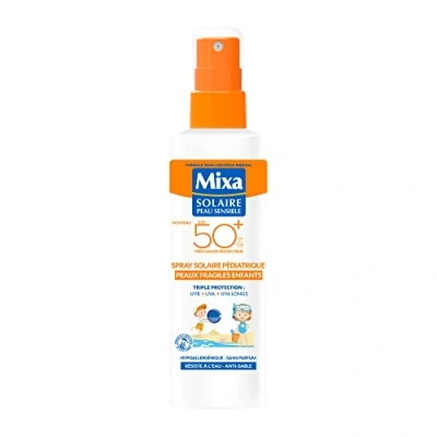 Afbeelding van Mixa Zonnespray SPF50+ voor de gevoelige huid kinderen hypoallergeen, geurloos, drievoudige bescherming UVA, UVB, UVA