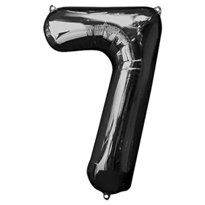 Afbeelding van Unique Party 55867 Reuze folieballon, zwart, nummer 7, 86 cm