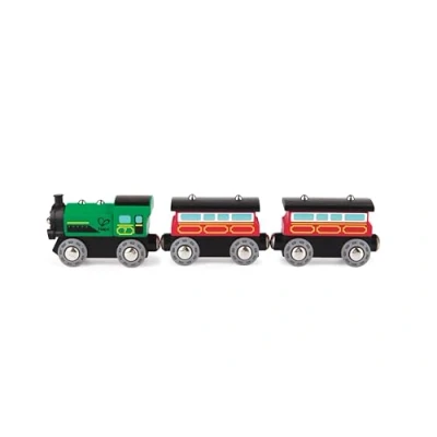 Afbeelding van Hape Stoomtrein Voor Personen 3 delig Groen/rood