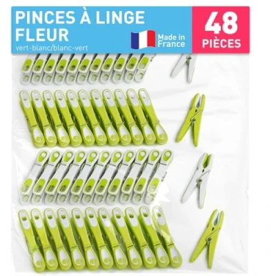 Afbeelding van Wasknijpers, stippel, ecoline, 48 stuks, groen wit/wit