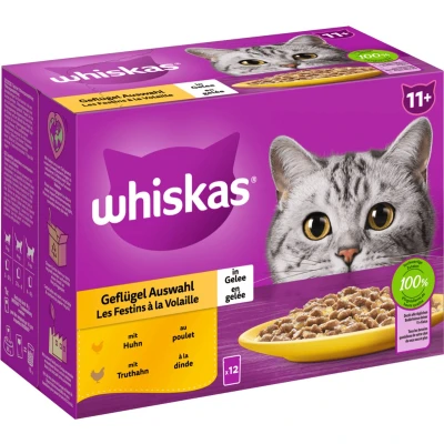Afbeelding van 12x85g 11+ Gevogelte selectie in Gelei Whiskas Senior Kattenvoer Maaltijdzakjes