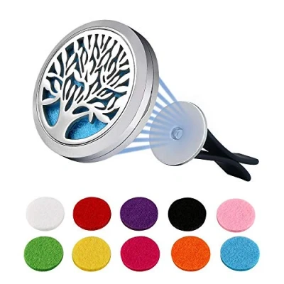 Afbeelding van Vicloon aromatherapie diffuser voor etherische oliën auto, luchtverfrisser ventilatierooster, 60 cm clip en 10 vilten navulpads, kantoor of andere plaatsen