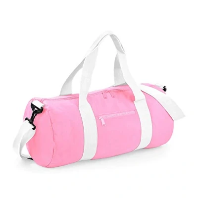 Afbeelding van Bagbase Gewoon Varsity Barrel / Duffle Bag (20 Liter) (CLassic Pink/White)