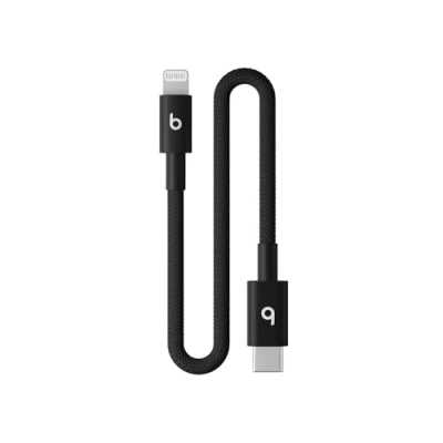 Afbeelding van Beats USB C naar Lightning korte geweven kabel, snel opladen, duurzaam/knoopvrij, compatibel met Apple apparaten aansluiting (20 cm) intens zwart