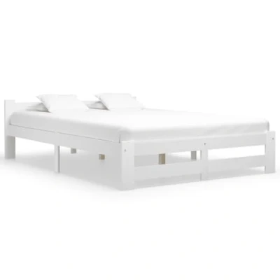Afbeelding van vidaXL Bedframe zonder matras, wit, massief grenenhout, 160 x 200 cm