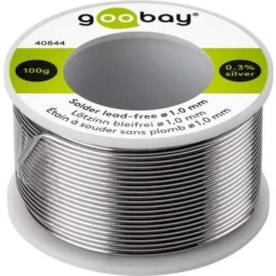 Afbeelding van Loodvrij soldeer, ø 1,0 mm, 100 g Samenstelling: 0,3% zilver, 0,7% koper, 96,5% tin, vloeimiddelgehalte: 2,5%, smeltpunt 217C