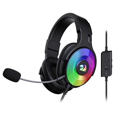 Afbeelding van Redragon H350 Gaming Headset, bekabeld, RGB, dynamische RGB achtergrondverlichting, stereo surround geluid, 50 mm drivers, afneembare microfoon, on ear hoofdtelefoon werkt voor PC/PS4/Xbox One/NS