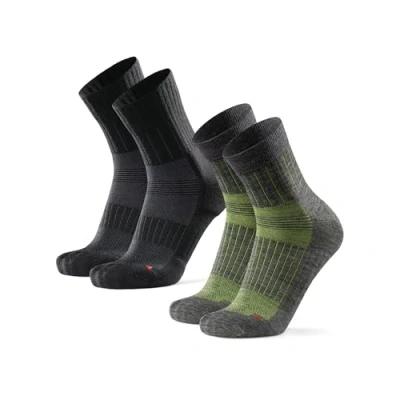 Afbeelding van DANISH ENDURANCE Performance hardloopsokken, merinowol, anti blaren, heren en dames, 2 stuks, Veelkleurig (1 x zwart/grijs, 1 grijs/groen)