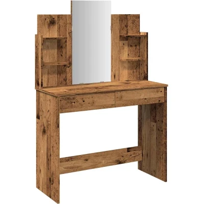Afbeelding van vidaXL Kaptafel met spiegel 96x39x142 cm oud houtkleurig