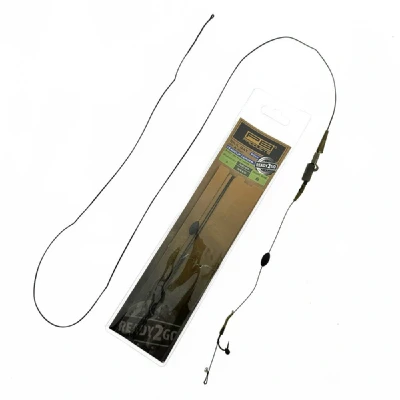 Afbeelding van PB Products R2G SR Clip Leader 90 + Ronnie Hinged Stiff Weed Rig Haakmaat 4 (90cm) (2 Stuks) Karper onderlijnen