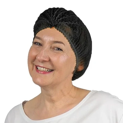 Image de ARNOMED charlotte cheveux jetable, jetable noir, aliemntaire 100 pcs, 52 cm charlottes jetables cheveuxs pour la cuisine ou le dentiste, bonnnet hommes/femmes