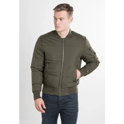 Afbeelding van Urban Classics Basic Quilt Bomber Jacket Bomberjacks, Heren, Maat: Large, Olive