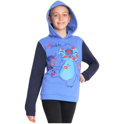 Afbeelding van Disney Meisjeshoodie, trui met Stitch, modieus sweatshirt voor kinderen en tieners, cadeau idee meisjes, 7 14 jaar.