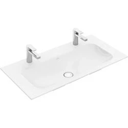 Afbeelding van Villeroy &amp; Boch Finion inbouw dubbele meubelwastafel wit ceramic+ (100