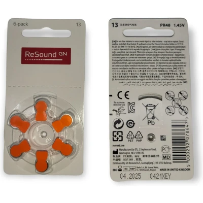 Afbeelding van Resound hoortoestel batterijen P13 oranje sticker