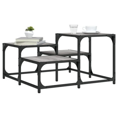 Afbeelding van Salontafel 68x68x40 cm bewerkt hout grijs sonoma eikenkleurig