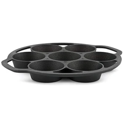 Afbeelding van BBQ Toro Muffinvorm van gietijzer voor 7 muffins, cupcake vorm, voorgekruid, al verbrand