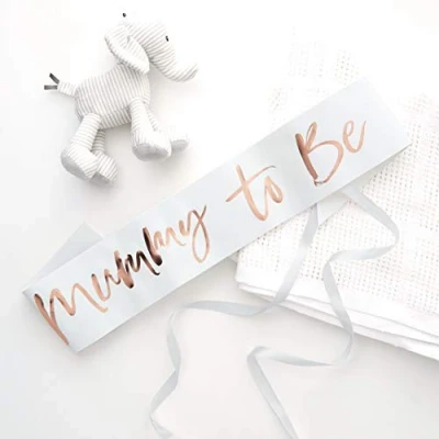 Afbeelding van Mummy To Be Wit en Rose Gouden Sjerp 75x10cm