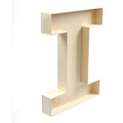 Afbeelding van Handgemaakte onbehandelde houten letter I om te vullen, brievenbus A Z vullen