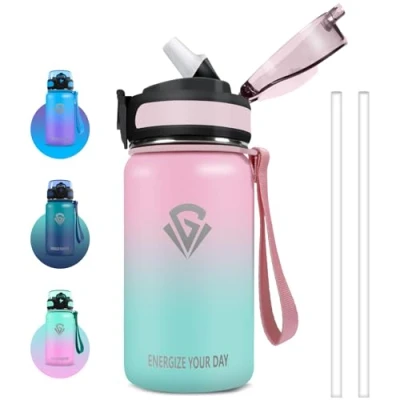 Afbeelding van Grsta Thermosfles, 500 ml, metalen waterfles, BPA vrij, 18/8 roestvrij staal, lekvrije stalen kinderfles, waterfles voor warme en koude dranken, school, kantoor