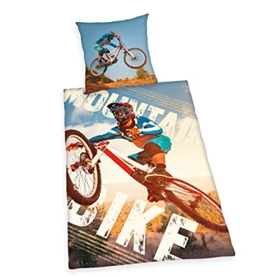 Afbeelding van Herding YOUNG COLLECTION beddengoedset, mountainbike omkeerbaar motief, dekbedovertrek 135 x 200 cm, kussensloop 80 katoen / renforcé