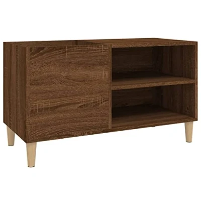 Afbeelding van Platenkast 84,5x38x48 cm bewerkt hout bruin eikenkleur