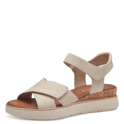 Afbeelding van Tamaris Comfort Sandalen met plateauzool, Dames, Maat: 40, Ivory Leer