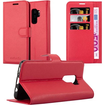 Afbeelding van Cadorabo Hoesje geschikt voor Samsung Galaxy S9 PLUS in KARMIJN ROOD Beschermhoes met magnetische sluiting, standfunctie en kaartvakje Book Case Cover Etui