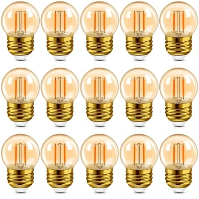 Afbeelding van Hcnew G40 E27 LED retro gloeilamp Edison Mini Globe 1 W van helder amber glas, 230 V, voor buitenslingers, koffielichten, 15 stuks