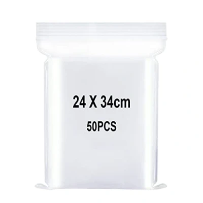 Afbeelding van Hersluitbare transparante plastic zakken, verzegelde zak, opbergtas, zak met sluiting, voor knutselbenodigdheden, opslag van kleding enz. 24 x 34 cm, 50 stuks