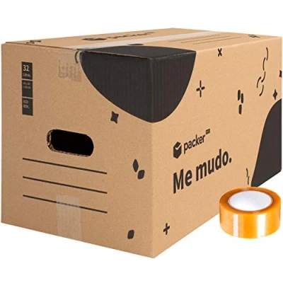 Afbeelding van packer PRO 20 stuks kartonnen dozen voor verhuizing en opslag met handgrepen zelfklevende afdichting 430 x 300 250 mm
