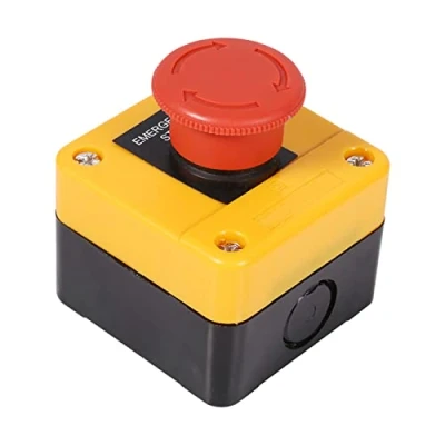 Afbeelding van 660v 10a Bedieningsbox Drukknop Vergrendeling Arre Noodschakelaar Knop Kunststof Metalen Shell Rood Paddestoel Ondertekenen Noodstop Schakelstation