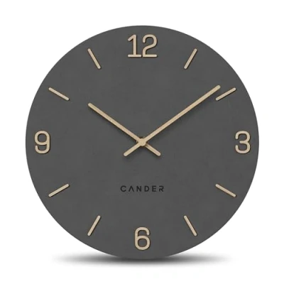 Afbeelding van Cander Berlin MNU 2625 E Stille wandklok 25 cm zonder tikken analoog woonkamer kantoor modern vintage grijze houten wijzers