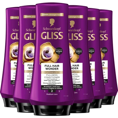 Afbeelding van Schwarzkopf Gliss Hull Hair Wonder Fullness Conditioner Anti Beakage 200ML