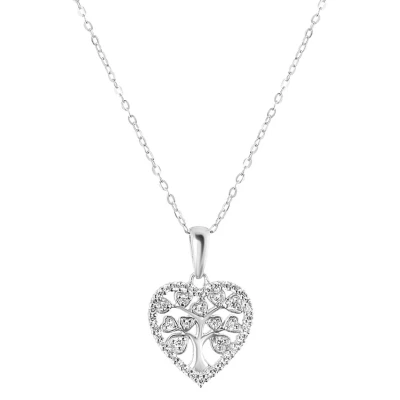 Afbeelding van Lucardi Levensboom Ketting silvercoloured, Dames, Maat: 48, Silver coloured