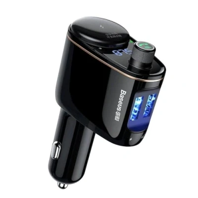 Afbeelding van Baseus Bluetooth Muziek FM Transmitter Autolader 2x USB 3.4A Zwart