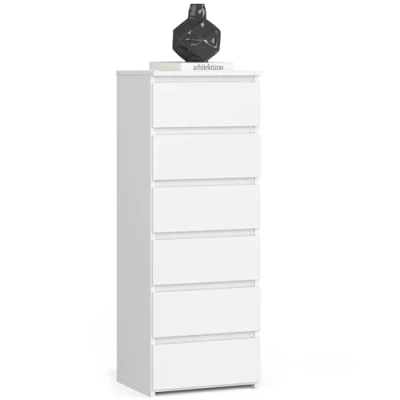 Afbeelding van AKORD Commode met 6 laden, laden rails, dressoir plank, kledingkast, robuust, wit