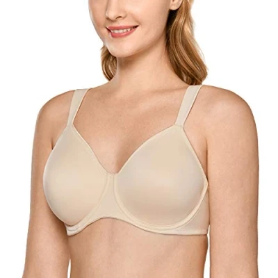 Afbeelding van Delimira Minimizer beha voor dames, volledige afdekking, gladde ondersteuning, beugelbeha, Beige