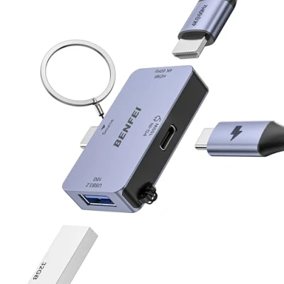 Afbeelding van Benfei USB C Hub 3in1 Ultra Compacte 4k 60hz Streaming, 10 GBPS Data Transfer &amp; 100w Stroomvoorziening