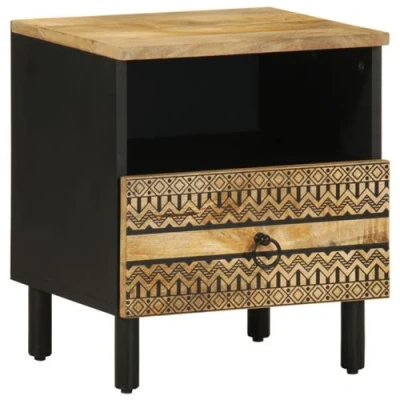 Afbeelding van vidaXL Nachtkastje 40x33x46 cm massief ruw mangohout zwart