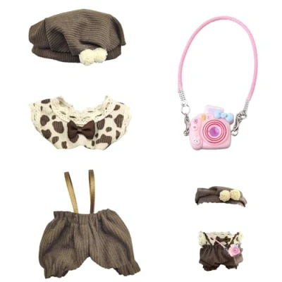 Afbeelding van AOMAIGAD Labubu poppenkleding, pluche schattige speelkleding, poppenaccessoires, 17 cm poppenkleding (E zonder speelgoed)