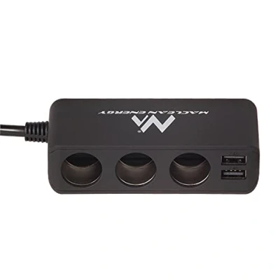Afbeelding van Maclean MCE117 3 stopcontacten sigarettenaansteker adapter 2 USB poorten autolader + extra aan de zijkant